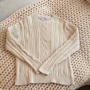 Amazon Essentials Cream Cable Knit Crewneck Sweater